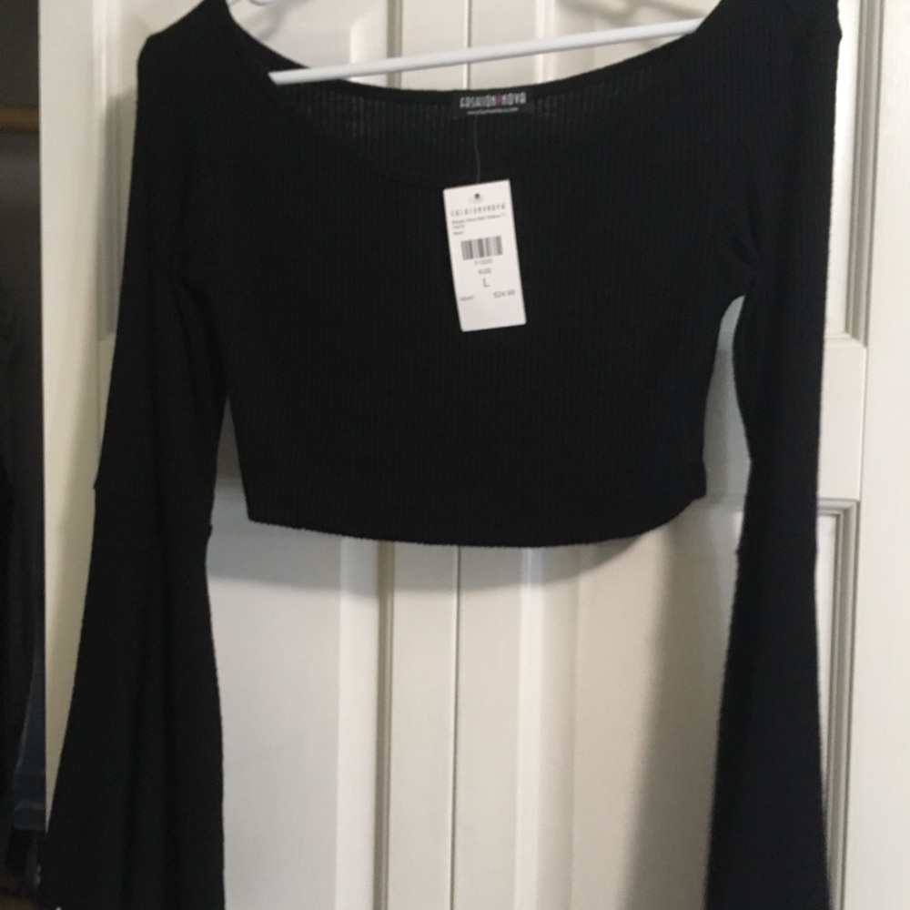Fashion Nova crop bell sleeve top